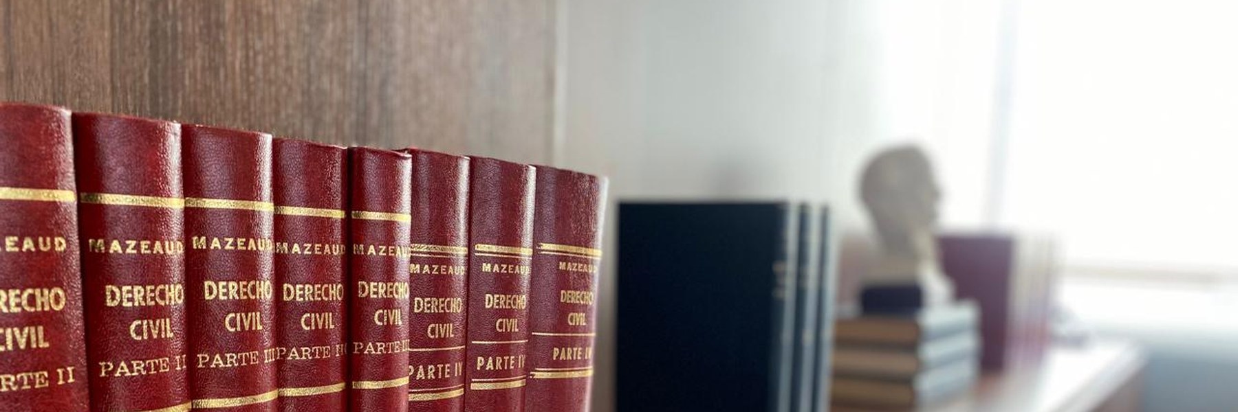 Libros de derecho en cuero rojo – Estudio jurídico Juan Antonio Matiz Bogotá